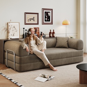 Canapé convertible 78,8 pouces avec dossier et accoudoirs compressibles, confortable, en velours côtelé, <span class=keywords><strong>futon</strong></span> modulaire sectionnel <span class=keywords><strong>sans</strong></span> armature, convertible en lit - Product Image 3