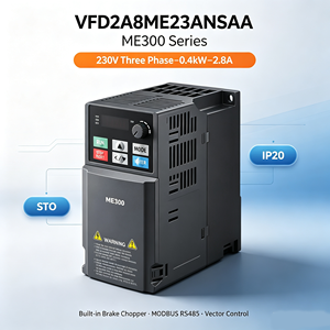Convertidor de Frecuencia ME300 Nuevo, VFD2A8ME23ANSAA 230V Trifásico 0.4kW 2.8A IP20, Control Vectorial con STO para Minihusillos - Product Image 1