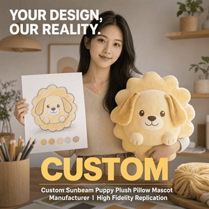 Cuscino Peluche Personalizzato con Logo, Cucciolo Sunbeam, Giocattolo Morbido, Mascotte, OEM ODM, Decorazione Casa, Regalo, Produttore, Vendita all'Ingrosso, Promozione - Product Image 1