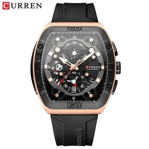 CURREN 8443นาฬิกาแบรนด์เนมสำหรับผู้ชาย, นาฬิกาแบรนด์ดังมีเอกลักษณ์กันน้ำเรืองแสงนาฬิกาข้อมือควอตซ์ซิลิโคนสายรัดข้อมือสำหรับผู้ชาย - Product Image 4