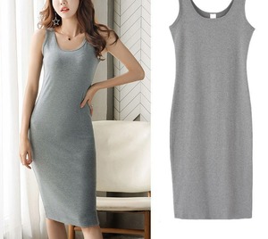 Abito estivo midi casual in chiffon senza maniche WY91706 per donne taglie forti, ragazze formose e studentesse, modello naturale con parte anteriore a vista - Product Image 6