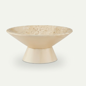 Cuenco de mármol travertino natural beige con textura de piedra única para decoración moderna del hogar y la oficina - Product Image 1