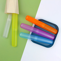 Kotak Sikat Gigi Silinder Minimalis Modern Plastik Portabel Mewah Warna-warni Berlapis Matte Anti Debu