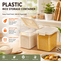 Contenedor Rectangular de Plástico para Almacenamiento de Arroz, Uso Doméstico, Gran Capacidad de 20 Libras, Sellado, a Prueba de Insectos y Humedad