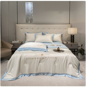 Summer Simple Ice <b>Silk</b> Quilt European American Style Polyester Filling Washable Lightweight Cooling Comforter Customizable Home - Product Image 5