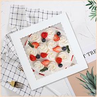 Boîte à gâteau personnalisée de 10 pouces avec fenêtre, en carton blanc, auto-érectible, pour pâtisserie, mariage, anniversaire, OEM