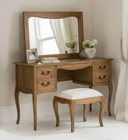 Bureau de toilette moderne avec miroir, table de maquillage en bois massif avec tiroir de rangement pour chambre à coucher
