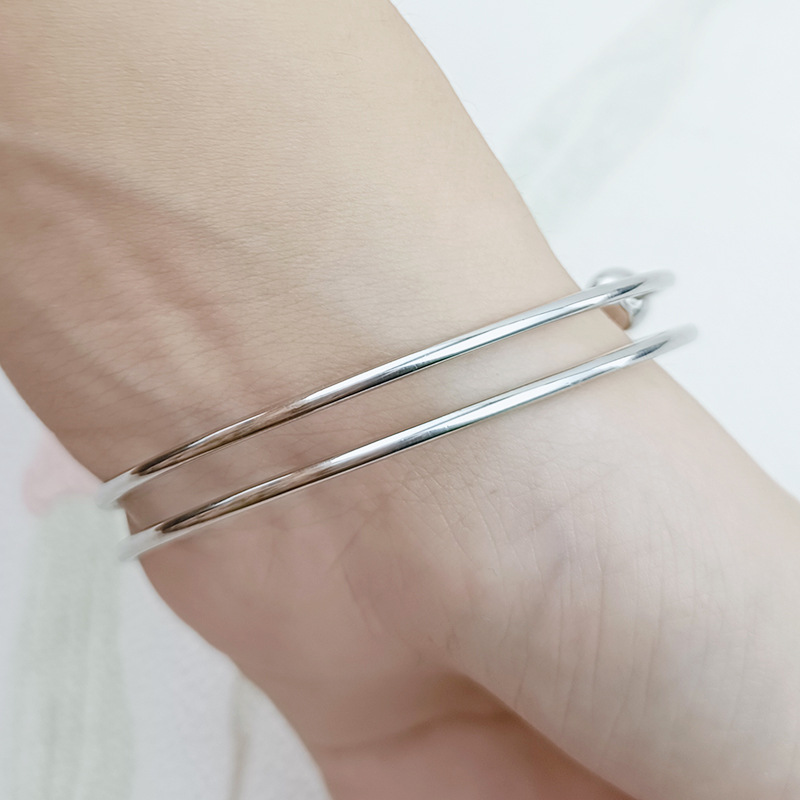 Beimai OEM Bangle - 18k Gold & Silver Titanium Wire Hoop
