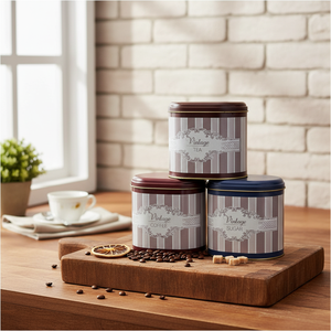 Oval Metal Storage <b>Box</b> <b>Set</b> 140 x 120 x 130 mm 1.4L (<b>Set</b> of 3 ) Elegance Elegance Design - Product Image 3