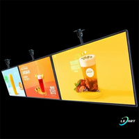 Boîte à lumière LED ultra-mince en verre A2 pour menu de restaurant suspendu pour fast-food