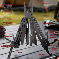 Couteau pliant multi-outils en acier inoxydable noir, pinces, tournevis, robuste, EDC, camping, randonnée, réparation, avec clip