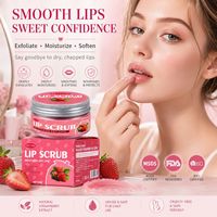 Gommage exfoliant pour les lèvres rose naturel bio végétalien hydratant à la fraise, marque privée, qui laisse les lèvres rouges