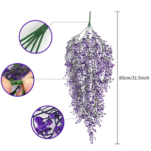 Plante artificielle suspendue en vigne de fuchsia violette, décoration murale pour la maison, 30cm-100cm, saule clochette doré en plastique - Product Image 2