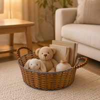 Panier de rangement tressé en rotin naturel, rustique, multifonctionnel, écologique et durable pour la maison