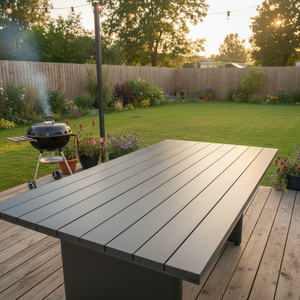 Mesa de Comedor Moderna para Exterior de Aleación de Aluminio Negra con Función Extensible para 6-8 Personas, Resistente para Uso en Villas y Escuelas - Product Image 3