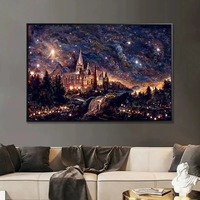 Peinture à l'huile numérique de paysage moderne, art mural fait main, toile personnalisable DIY