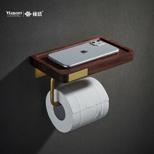 Luckyizon — <span class=keywords><strong>porte</strong></span>-<span class=keywords><strong>papier</strong></span> hygiénique 13332G, avec une étagère téléphone en bois de noyer, barre en laiton or brossé, <span class=keywords><strong>porte</strong></span>-<span class=keywords><strong>papier</strong></span> <span class=keywords><strong>toilette</strong></span> - Product Image 2