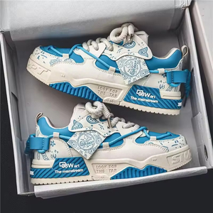 Zapatillas Deportivas de Plataforma con Cordones Transpirables de Alta Calidad para Hombre, Zapatos Casuales con Parte Superior de PU/PVC para Todas las Temporadas - Product Image 1