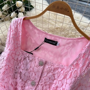 Vestido de Encaje Elegante, Plisado, Holgado, Transpirable, Estilo Coreano, Casual, de Primavera, para Mujer, de Primera Calidad - Product Image 5
