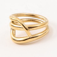 Nouveautés femmes dainty minimaliste mode jointure bijoux 18k plaqué or en acier inoxydable ligne abstraite forme anneau