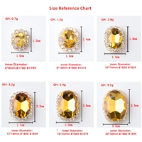 Strass à coudre OEM en forme de diamant, accessoires de vêtements pour robe de mariée, boucle ovale en cristal, strass à griffes à dos plat avec chaîne