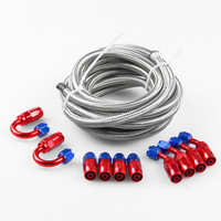 Kit de tuyaux pour refroidisseur d'huile en nylon, pvc/NBR tressé, noir, en caoutchouc synthétique et acier inoxydable tressé, kits de lignes de carburant