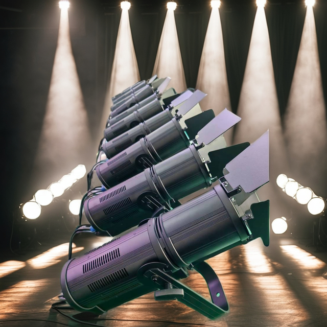 100W Mini LED RGB Warm White E27 Concert Stage Fresnel Spot Light Zoom Profile Studio Light for Theater & Hotel