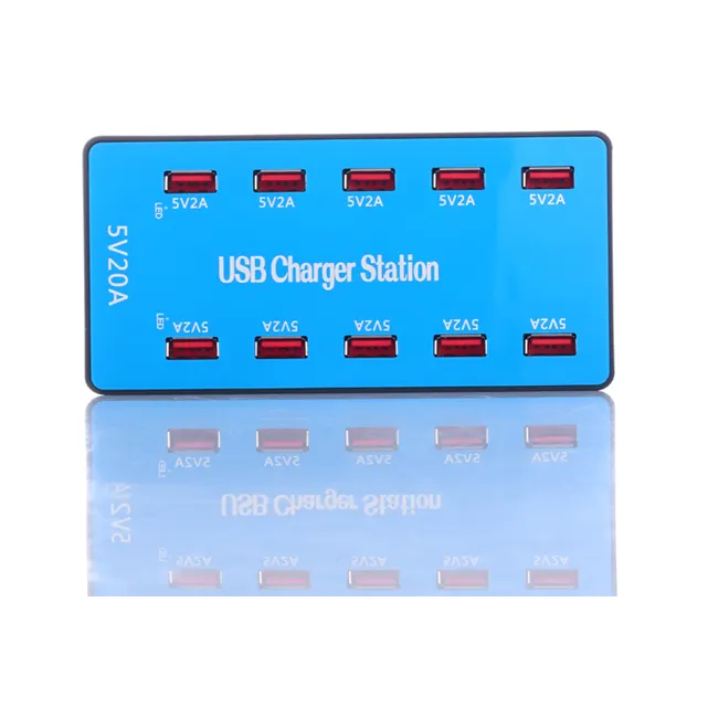 CE FCC USB Charger Desktop 100W 10-Ports USB Charging Station  Multiple Devices USB Wall Charger Power Hub Multi-port Charger