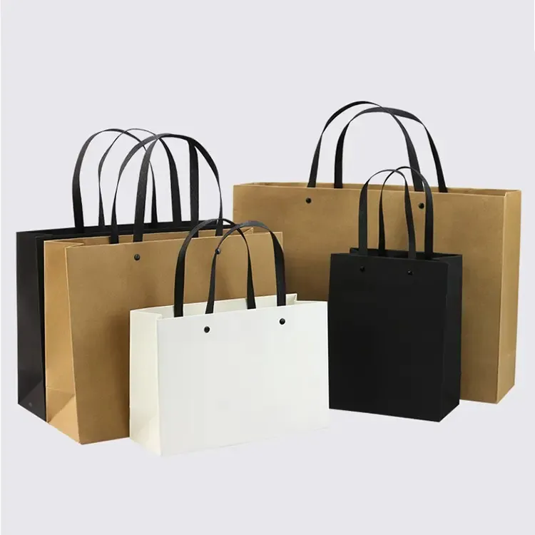 सस्ते फोल्डेबल शॉपिंग बैग और विभिन्न रंग पुनर्नवीनीकरण ब्राउन क्राफ्ट पेपर बैग