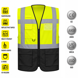 Chalecos de Seguridad Reflectantes Personalizados al por Mayor, de Alta Visibilidad, para Construcción, con Múltiples Bolsillos, Coloridos - Product Image 1