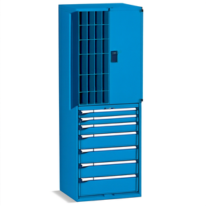 Fami Master Key Comfort C0-Eh=36x27 <b>Drawer</b> Cabinet 7 <b>Drawers</b> L714 D598 H2000 Capri Blue Ral5019 <b>Tool</b> Storage - Product Image 2