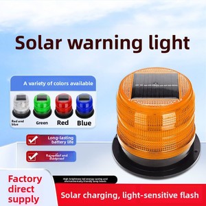Balise stroboscopique magnétique solaire colorée avec protection IP65 et revêtement en caoutchouc pour véhicules de construction et autobus scolaires - Product Image 1