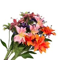 Künstliche Lilie mit 3 Blüten, Kunstseide-Lilie für Hochzeits- und Hoteldekoration, Heim-Blumendekoration