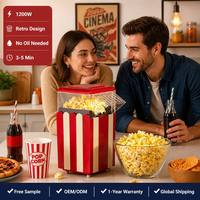 Machine à Popcorn à Air Chaud Sans Huile 1200W Faible en Calories, Blanc et Noir, Circulation d'Air Chaud, Prise EU/US, OEM/ODM, Vente en Gros