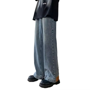 Jean cargo personnalisé pour homme, style streetwear hip-hop décontracté, coupe large et droite, délavé, 100% coton respirant - Product Image 2