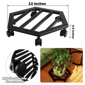 Chariot à plantes en métal de haute qualité avec <span class=keywords><strong>roulettes</strong></span>, <span class=keywords><strong>support</strong></span> à plantes roulant robuste pour usage intérieur et extérieur, avec <span class=keywords><strong>roulettes</strong></span> pivotantes - Product Image 2