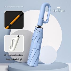<span class=keywords><strong>Parapluie</strong></span> compact pliable <span class=keywords><strong>inversé</strong></span> portable de 23 pouces, imperméable et résistant au vent, avec poignée mousqueton - Product Image 5