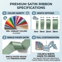 Ruban de satin imperméable simple face en polyester de luxe, couleur et largeur personnalisables pour emballage cadeau DIY, vente en gros
