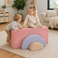 Canapé de jeu modulaire souple pour tout-petits, blocs en mousse arc-en-ciel en velours côtelé, mobilier de jeu combiné sûr pour l'intérieur, pour la salle de jeux des enfants