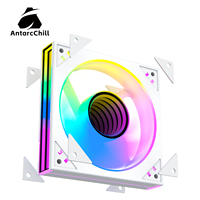 Ventilador AntarcChill de 120 mm, Blanco, PWM ARGB, con Rodamiento Hidráulico, Alto Flujo de Aire, para Caja de PC y Refrigeración Líquida, Disipador de Calor de Plástico para CPU