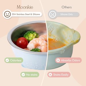 Platos de Succión para Bebés de Acero Inoxidable y Silicona con Tapas, Aptos para Lavavajillas, Diseño de una Sola Pieza sin Costuras - Product Image 3