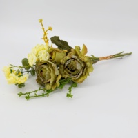 Bouquet artificiel mixte de 55 cm, noué à la main, en tissu froissé, fausse composition florale pour mariage et décoration intérieure, vente en gros usine