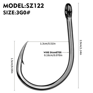 Hameçon en acier à haute teneur en carbone WEIHE 3/0 # -11/0 #   Hameçons de pêche en mer pour la basse et le mandarin, hameçons pour esturgeons, hameçons simples et aiguisés - Product Image 3