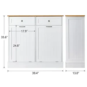 Pattumiera intelligente ampio spazio e Design nascosto armadio della spazzatura da cucina in legno stile inclinabile - Product Image 6