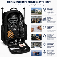 Sac à dos de baseball personnalisé avec porte-batte, porte-casque, compartiment à chaussures, sac pour équipement sportif, fabricant OEM