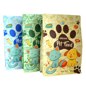 Emballage à impression personnalisée, gousset latéral, pochette de sac de nourriture <span class=keywords><strong>pour</strong></span> <span class=keywords><strong>chat</strong></span>, fermeture à glissière flexible, 10kg 20kg 50kg, sacs de nourriture <span class=keywords><strong>pour</strong></span> chien en plastique à fond plat - Product Image 1