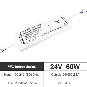 IP20 60W Constant Voltage PFC <b>LED</b> Strip <b>Driver</b> Ultra Slim Cabinet <b>Driver</b> 100-240V AD-DC 12V <b>24V</b> <b>LED</b> Power Supply Single Output - Product Image 5