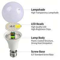 Ampoule LED A60 en matériau PC de 5W à 22W avec culot B22/E27 pour l'éclairage résidentiel Skd CKD ODM
