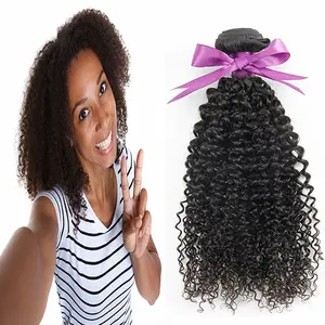Muestras al por mayor barato 4C Afro rizado cabello humano rizado 100% brasileño cutícula alineados virgen paquetes de cabello humano