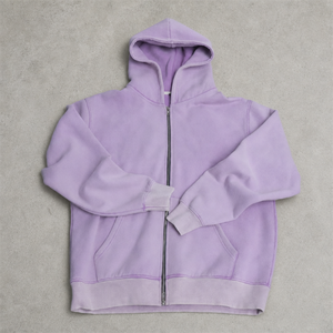 Sudadera con capucha extragrande de 500 g/m² con cremallera, estilo vintage, streetwear, hombros caídos, lavado ácido y efecto desgastado para hombre - Product Image 2